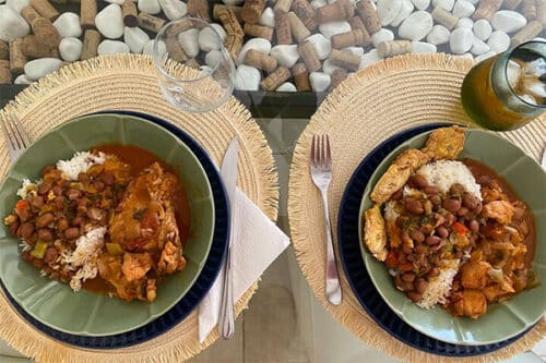 Two plates of Dominican food.